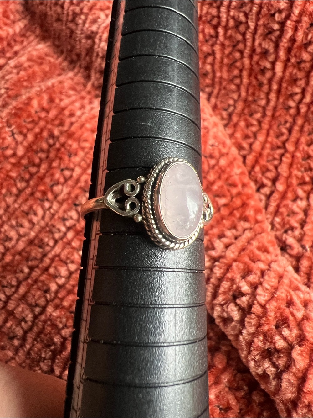 Sterling Silver Rose Quartz Oval Ring - Pink Gemstone - Picture 2 of 9